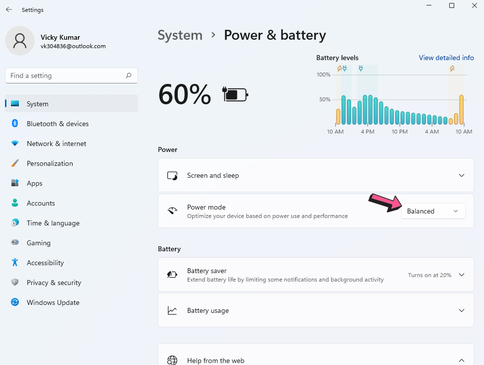 Windows 11 - Power Options