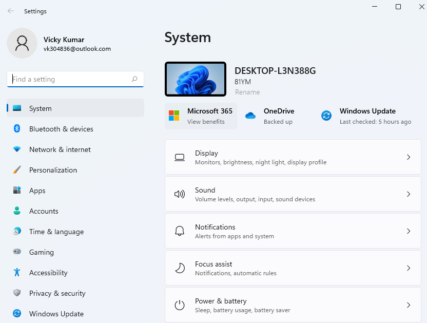 Windows Settings