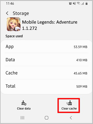 clean Mobile Legends Adventure game data & cache