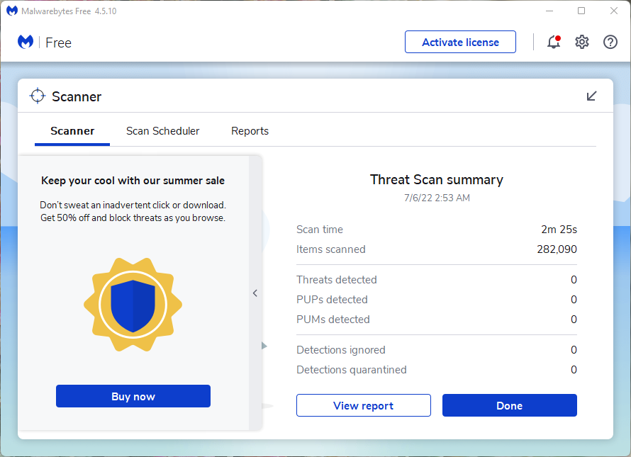 Malwarebytes Scan