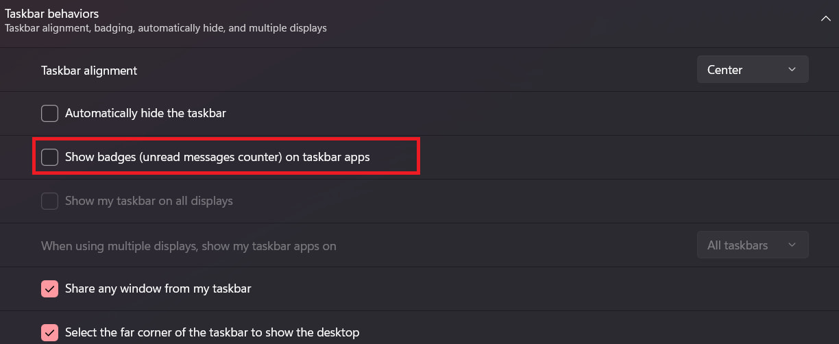 Taskbar Notification