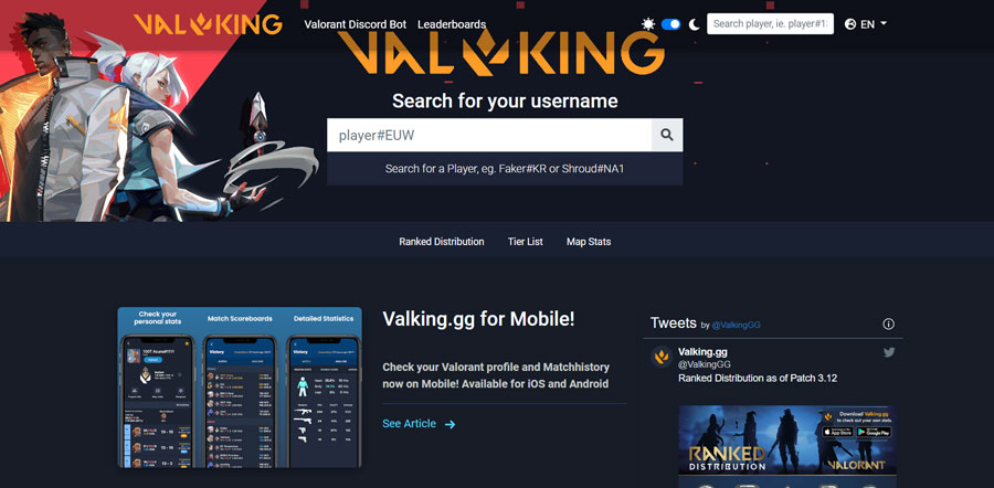 Valking.gg Valorant sstat trackers