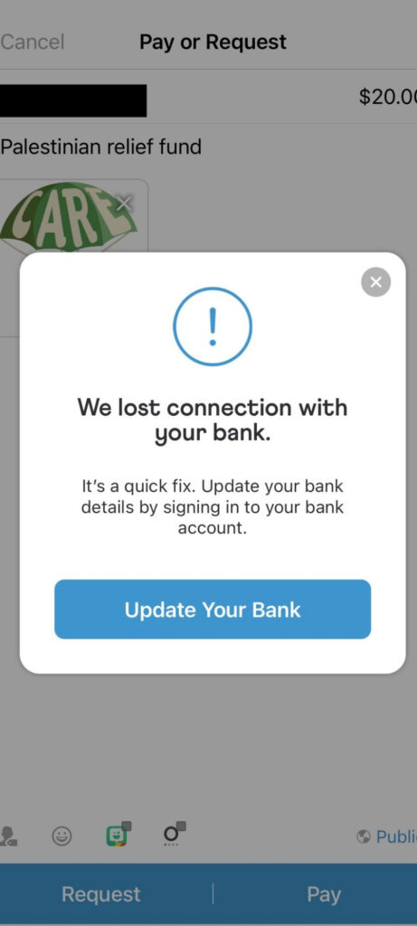 venmo not connecting to bank