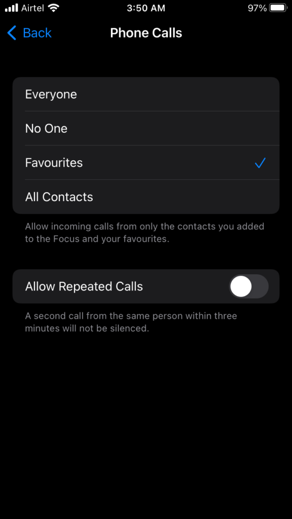 Enable Repeated Calls from Selected Contacts (6)