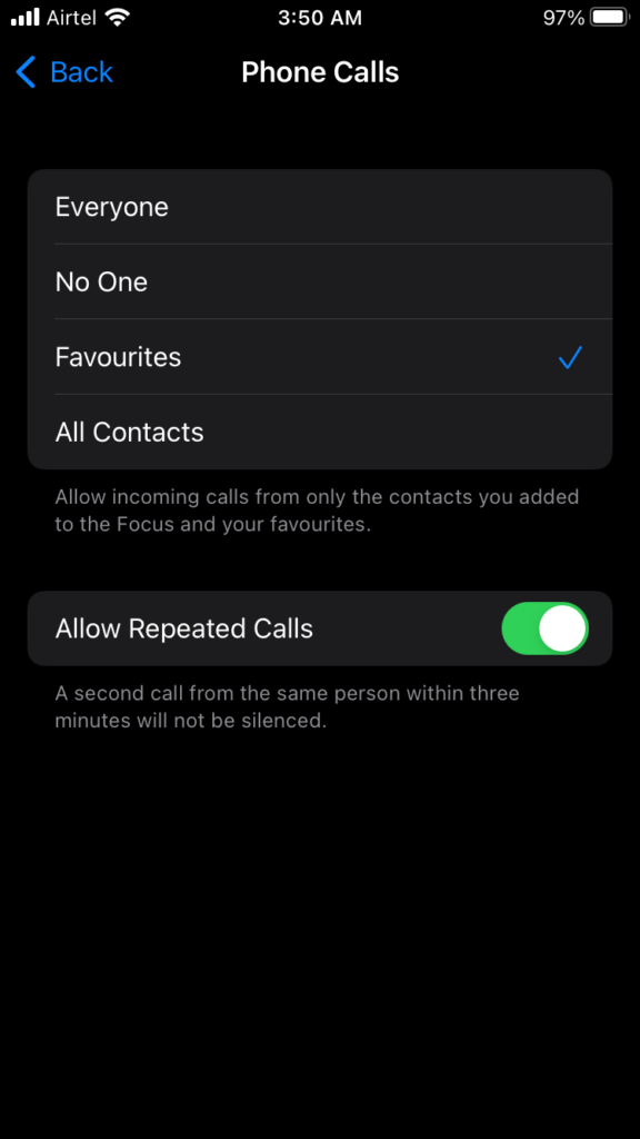 Enable Repeated Calls from Selected Contacts (7)