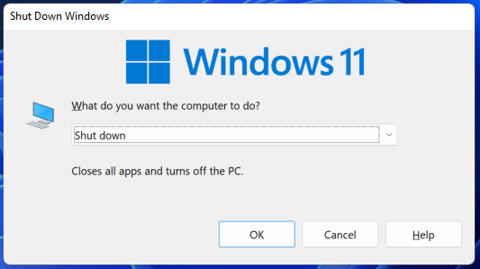 Shut Down Windows 11 PC