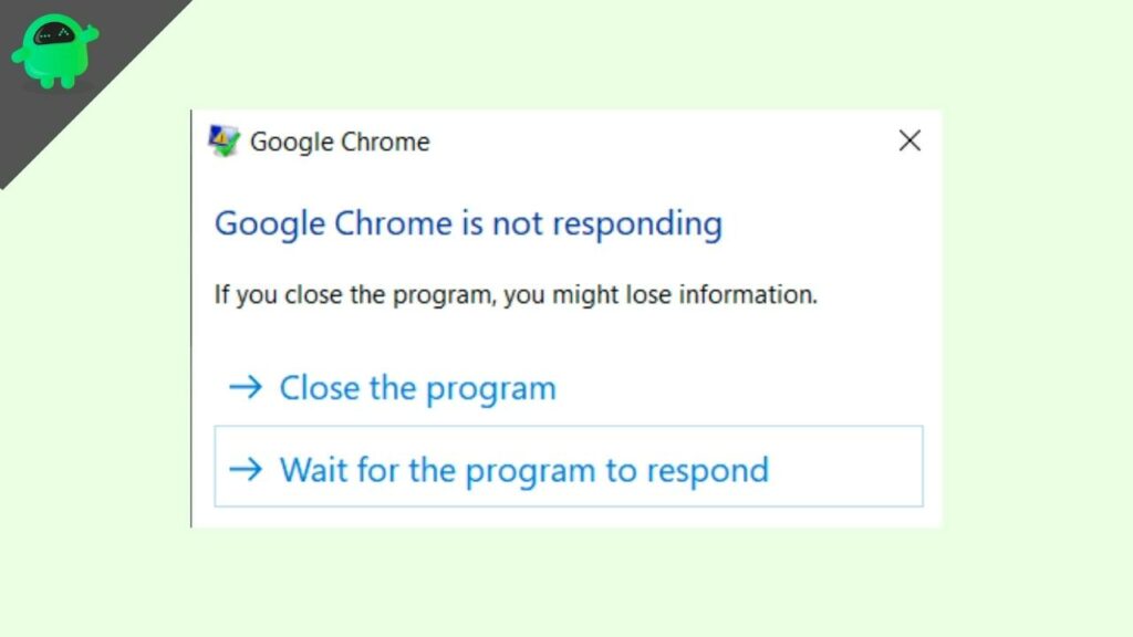 Google Chrome Not Responding Error