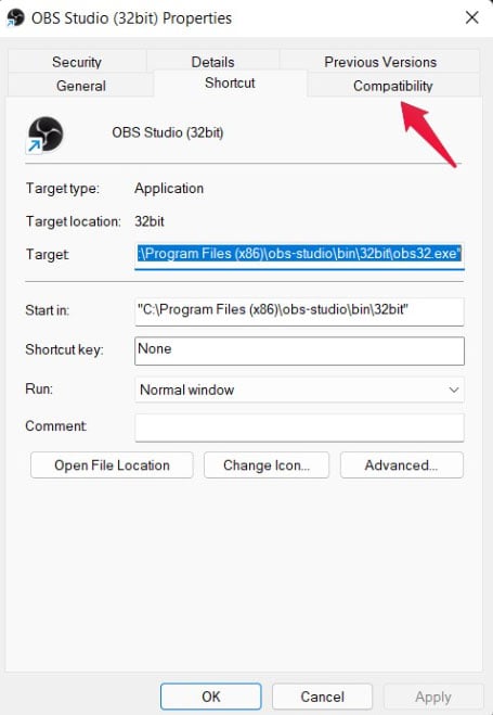 Change OBS Studio's Compatibility Settings