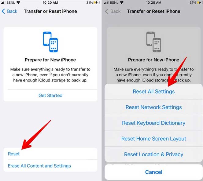 Reset All Settings
