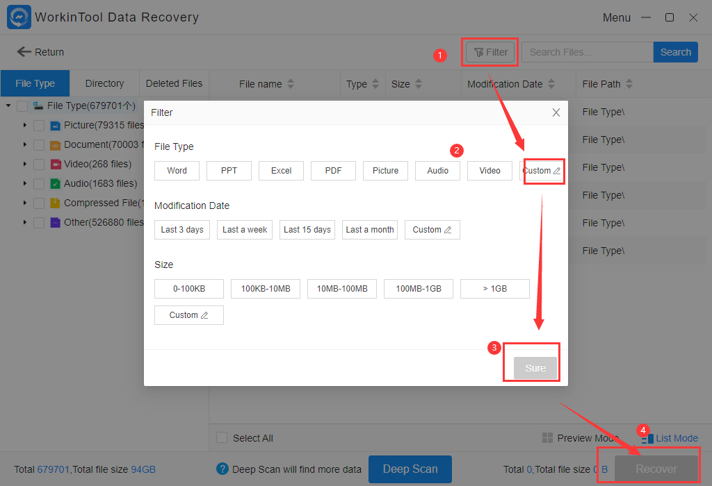 recover data using tool