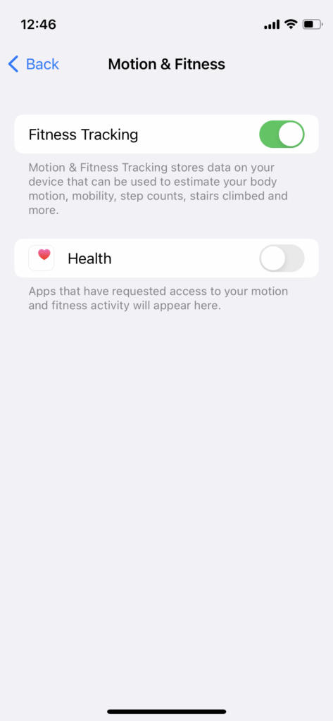 Enable Motion & Fitness Function (6)