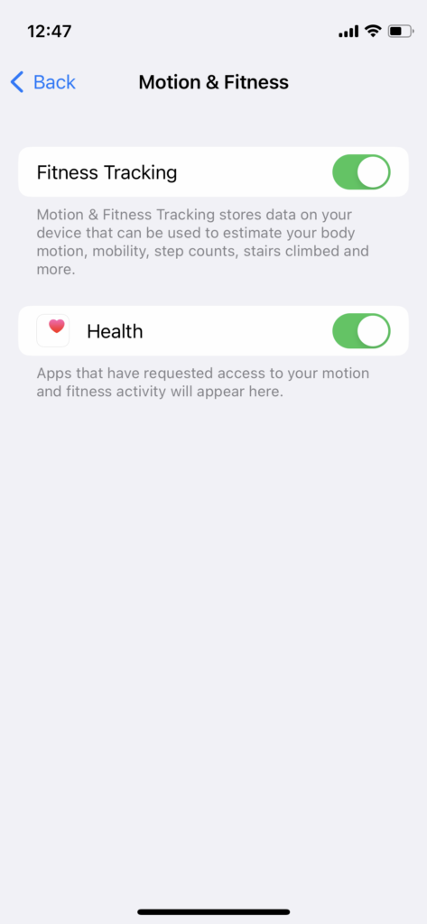 Enable Motion & Fitness Function (7)