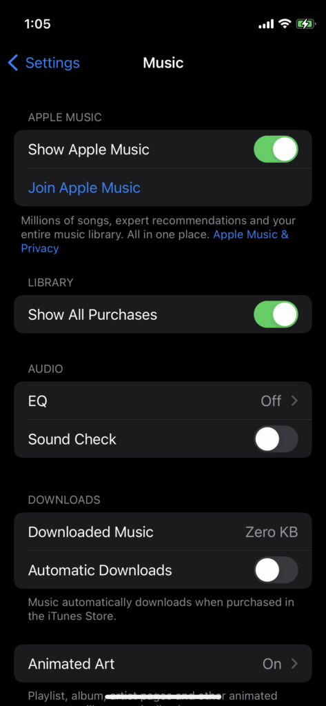Disable & Enable Apple Music