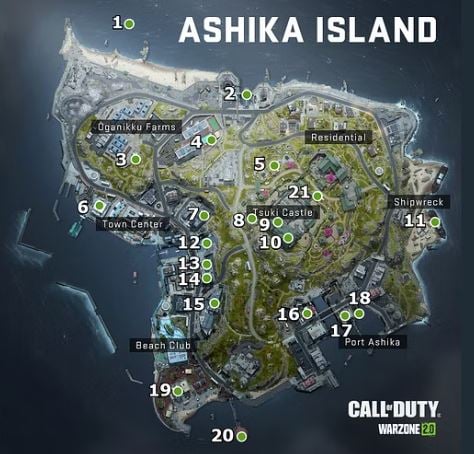 All the hidden cache locations on Ashika Island