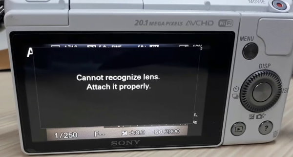 sony alpha a6000 cannot recognize lens attach it properly