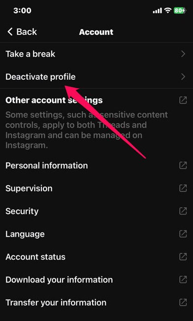 Steps to Deactivate Threads Account