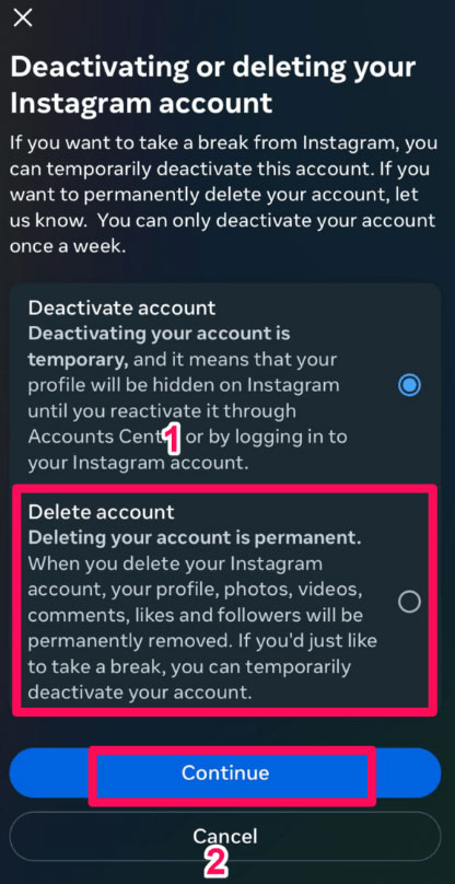 Step to Permanently Delete Threads Account