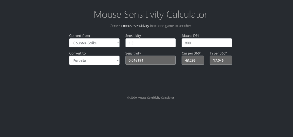 Mouse Sensitivity Calculator