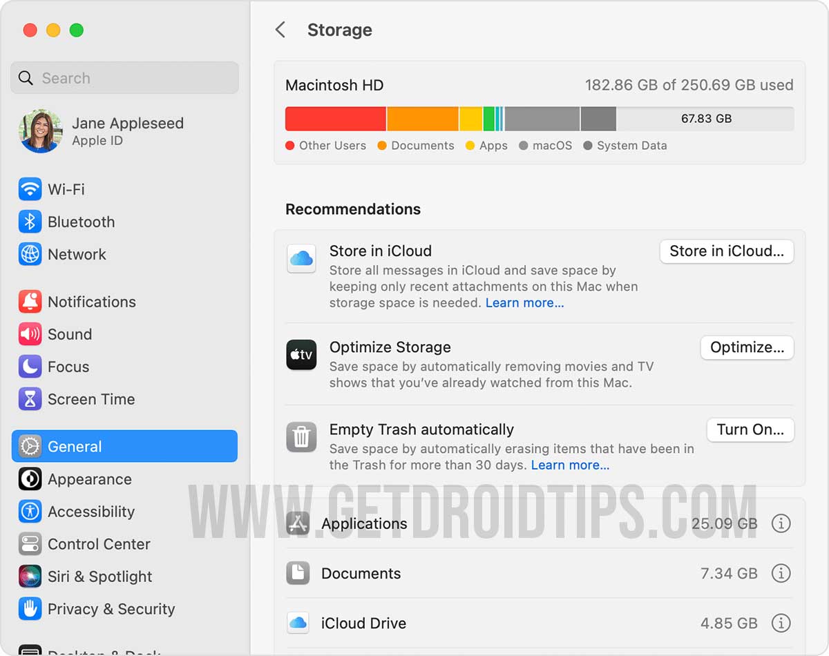 System Settings > General > Storage Mac