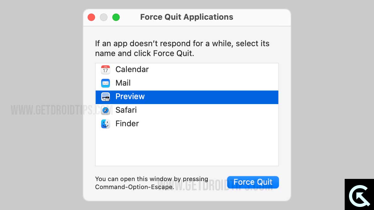 Force Quit Safari mac