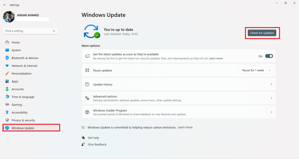 Check for Windows Update