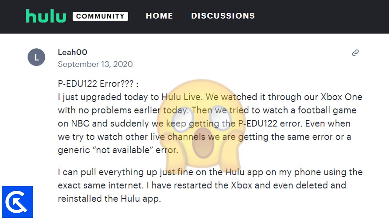 Hulu Error Code P-EDU122 (Fixed)