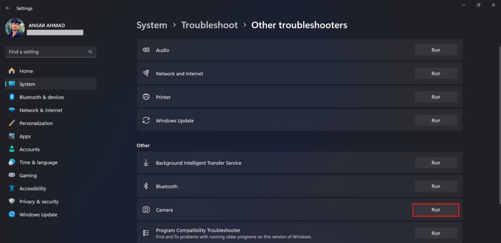 Running-Camera-troubleshooter