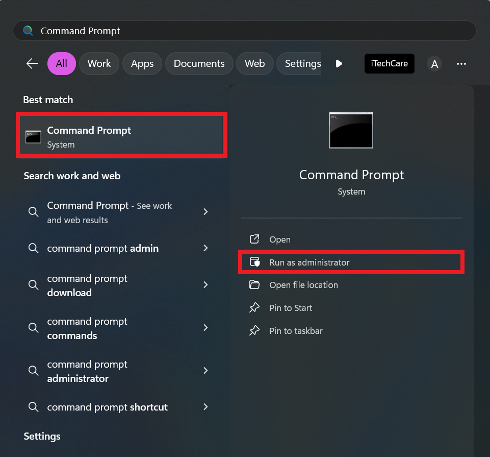 Run Command Prompt as an Administrator 