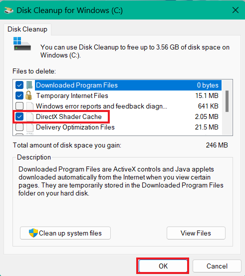 Check Mark DirectX Shader Cache