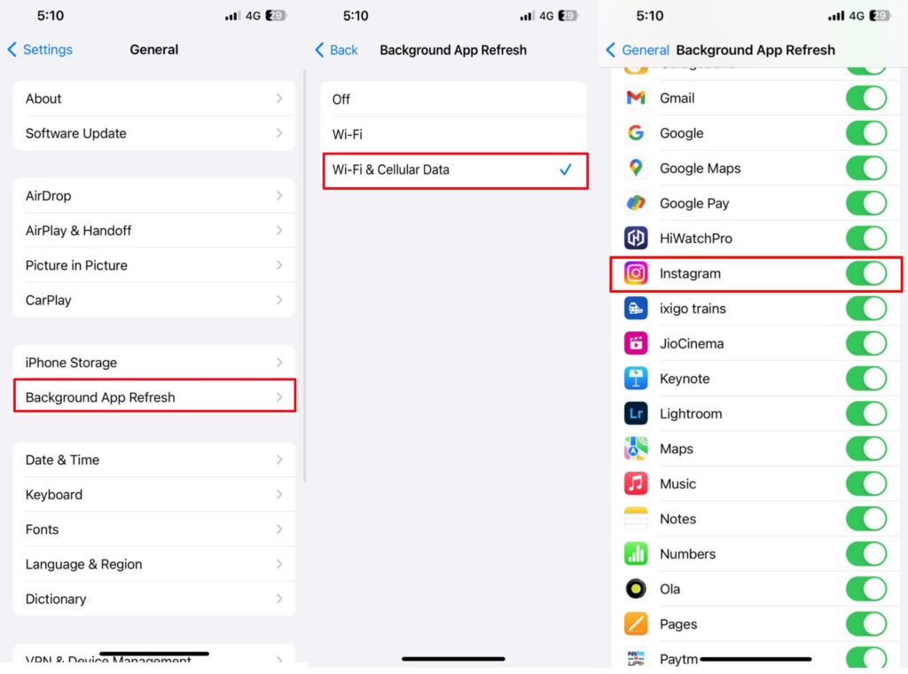 Enable Background App Refresh for App
