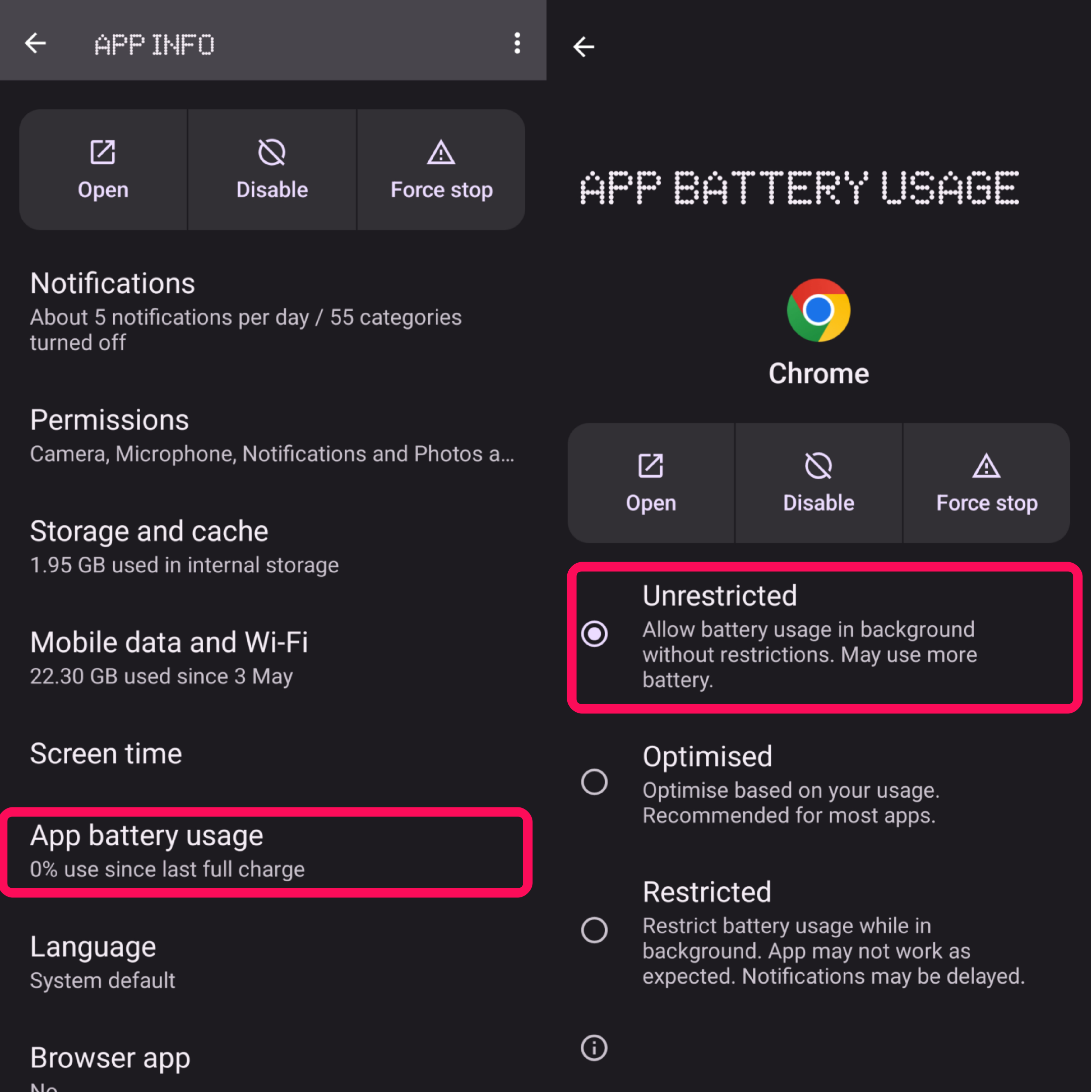 Tap on App battery usage and select Unrestricted