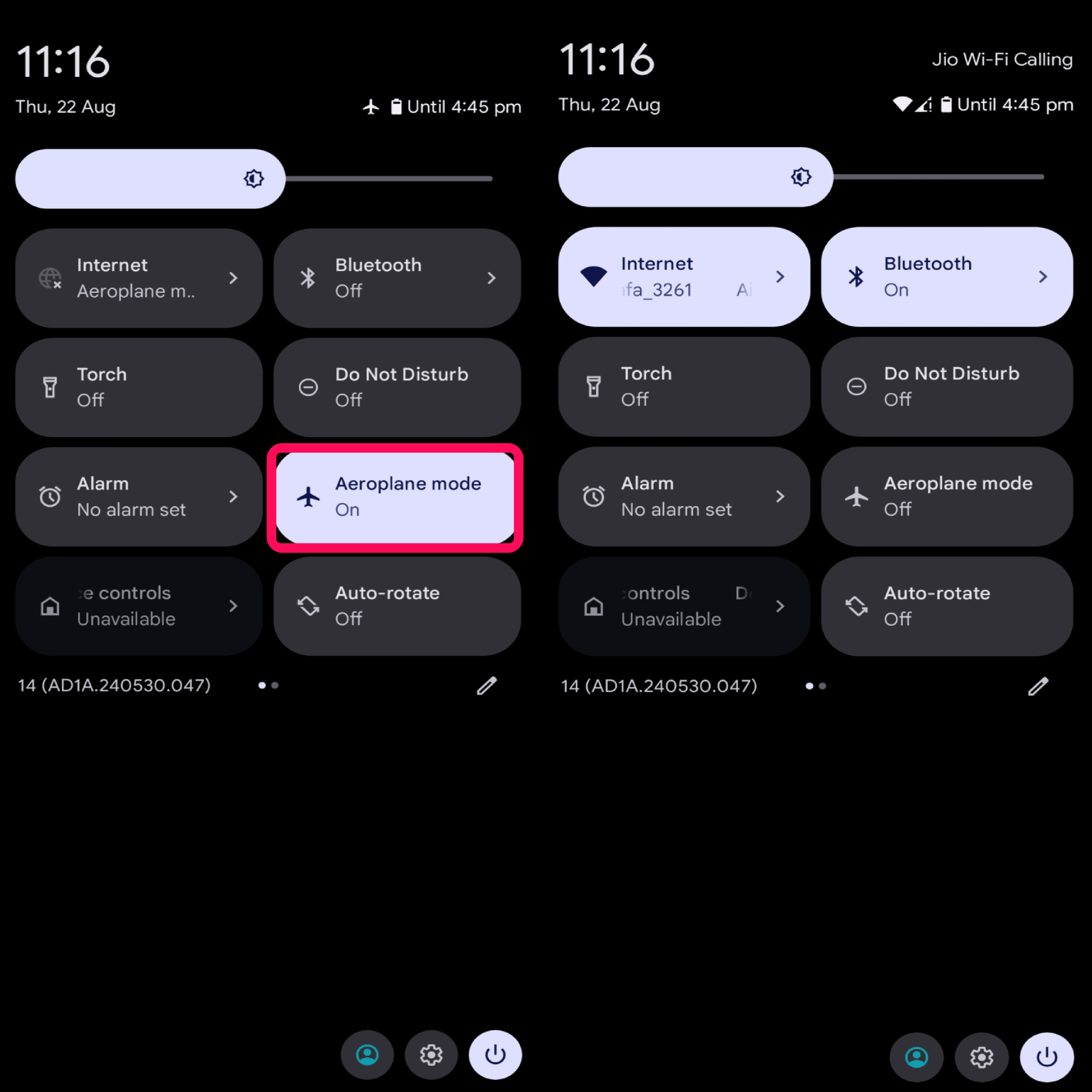 Toggle Airplane Mode to enable and disable it