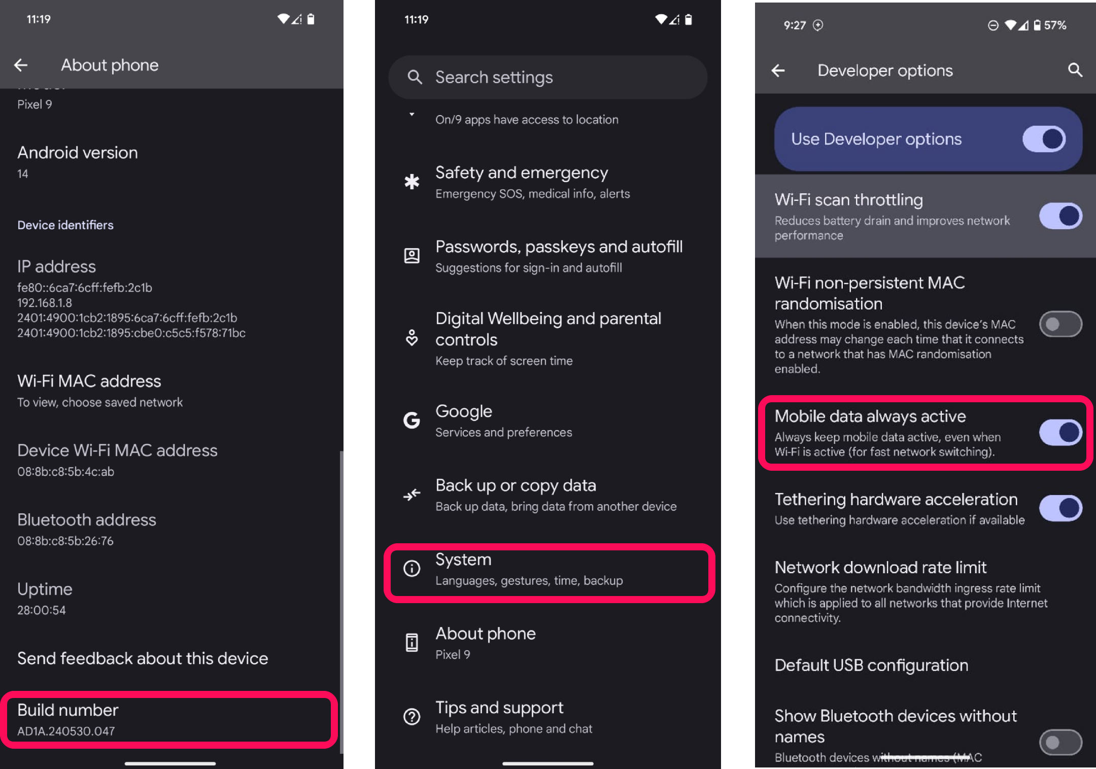 Toggle off Mobile Data Always Active